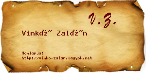 Vinkó Zalán névjegykártya